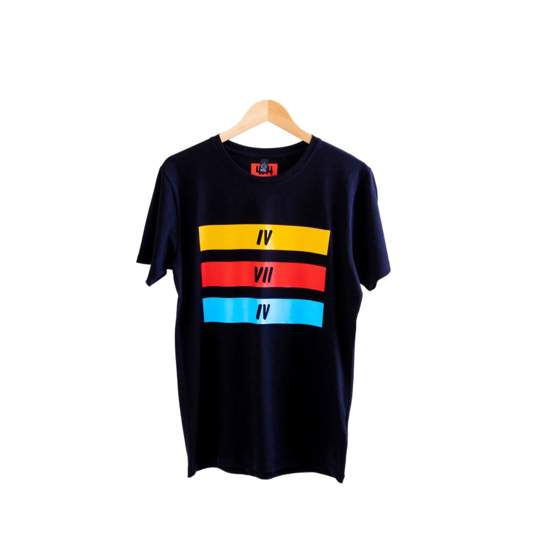 3 Bars Multi Color Black T-Shirt