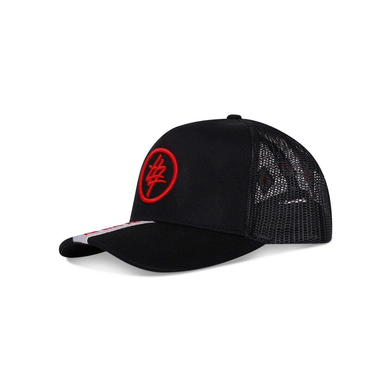 Red Strip Circle 474 Logo Trucker Cap