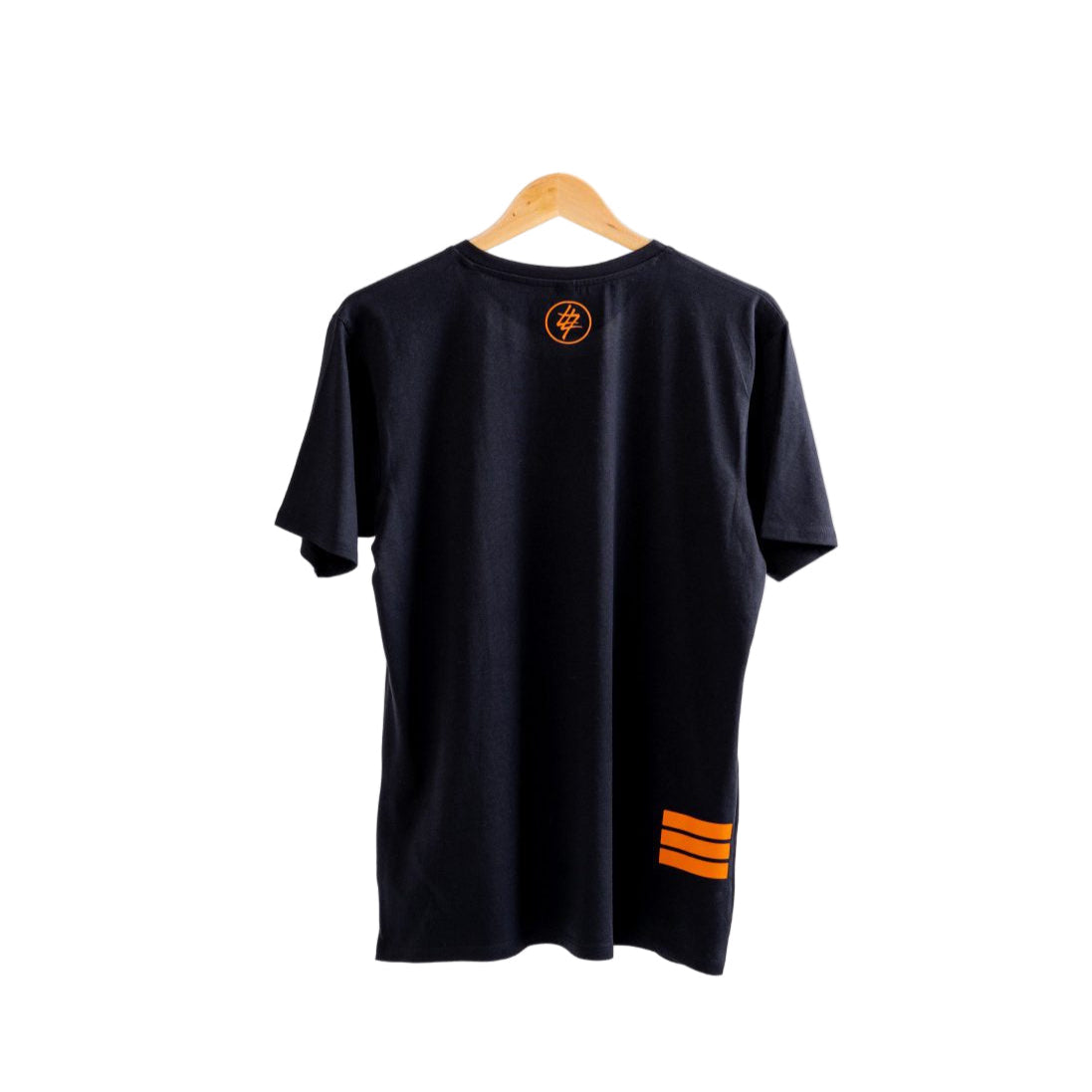 Orange Print Black T-Shirt