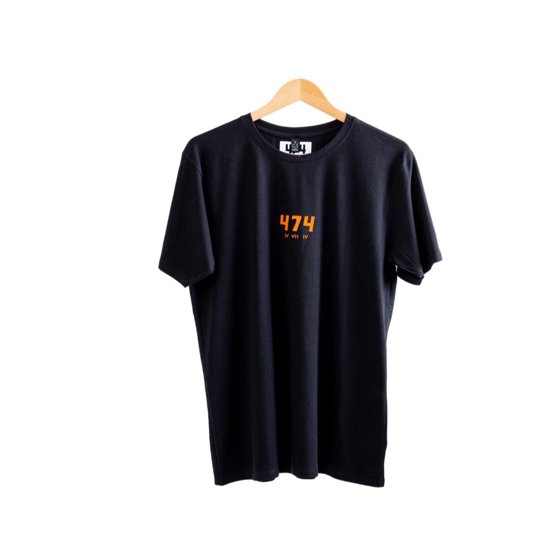 Orange Print Black T-Shirt