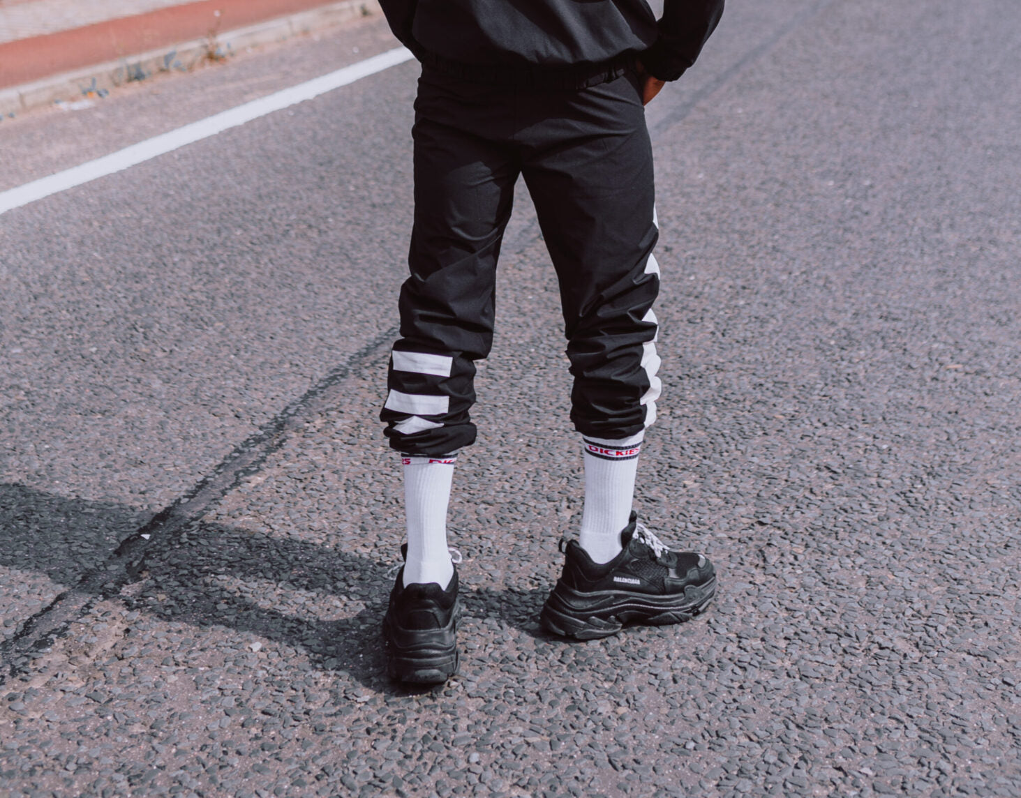 474 white and black tracksuit bottom