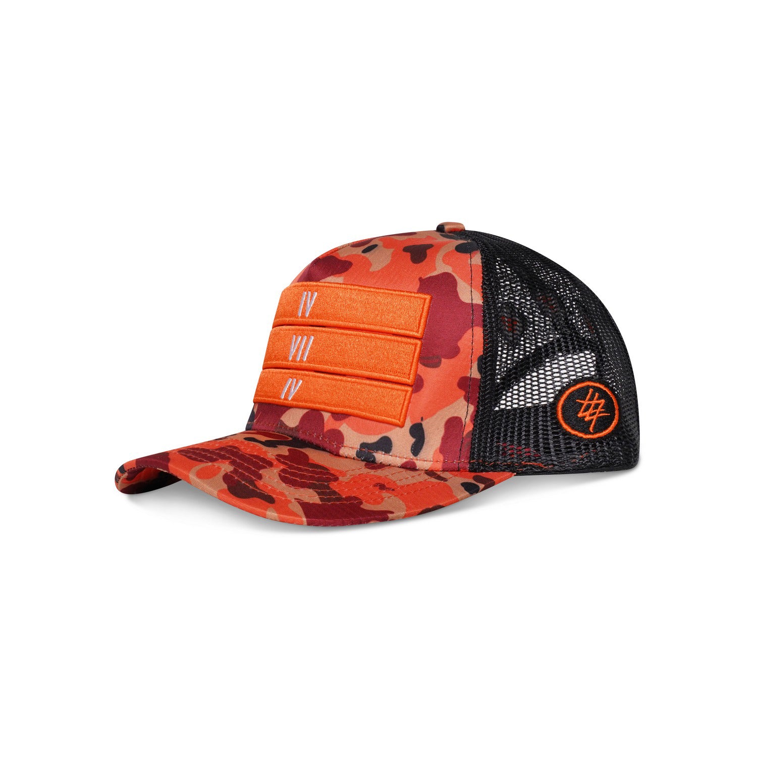 Orange Camo 474 3 Bars Trucker