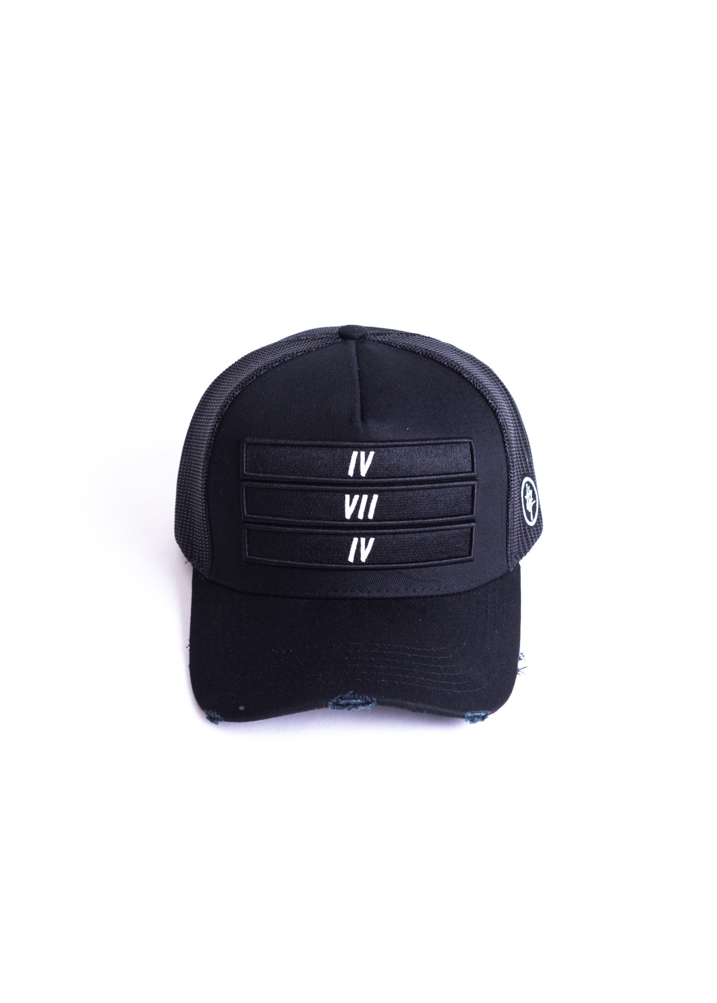 Black 474 Black 3D Distressed Trucker Cap
