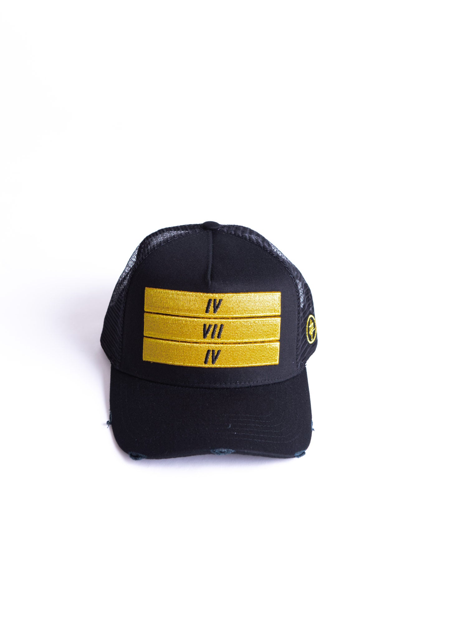 Black 474 Gold 3 Bars Trucker Cap