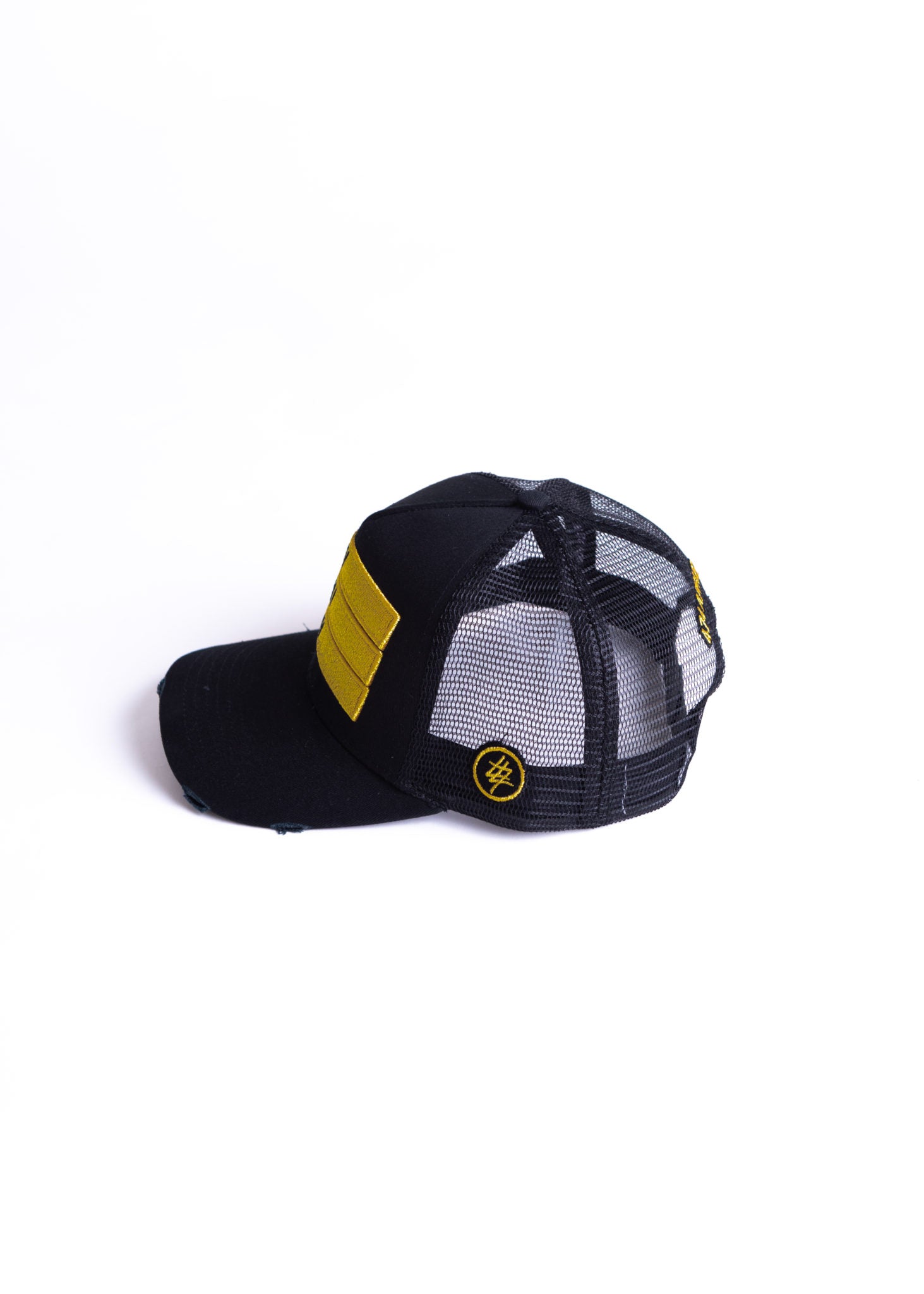 Black 474 Gold 3 Bars Trucker Cap