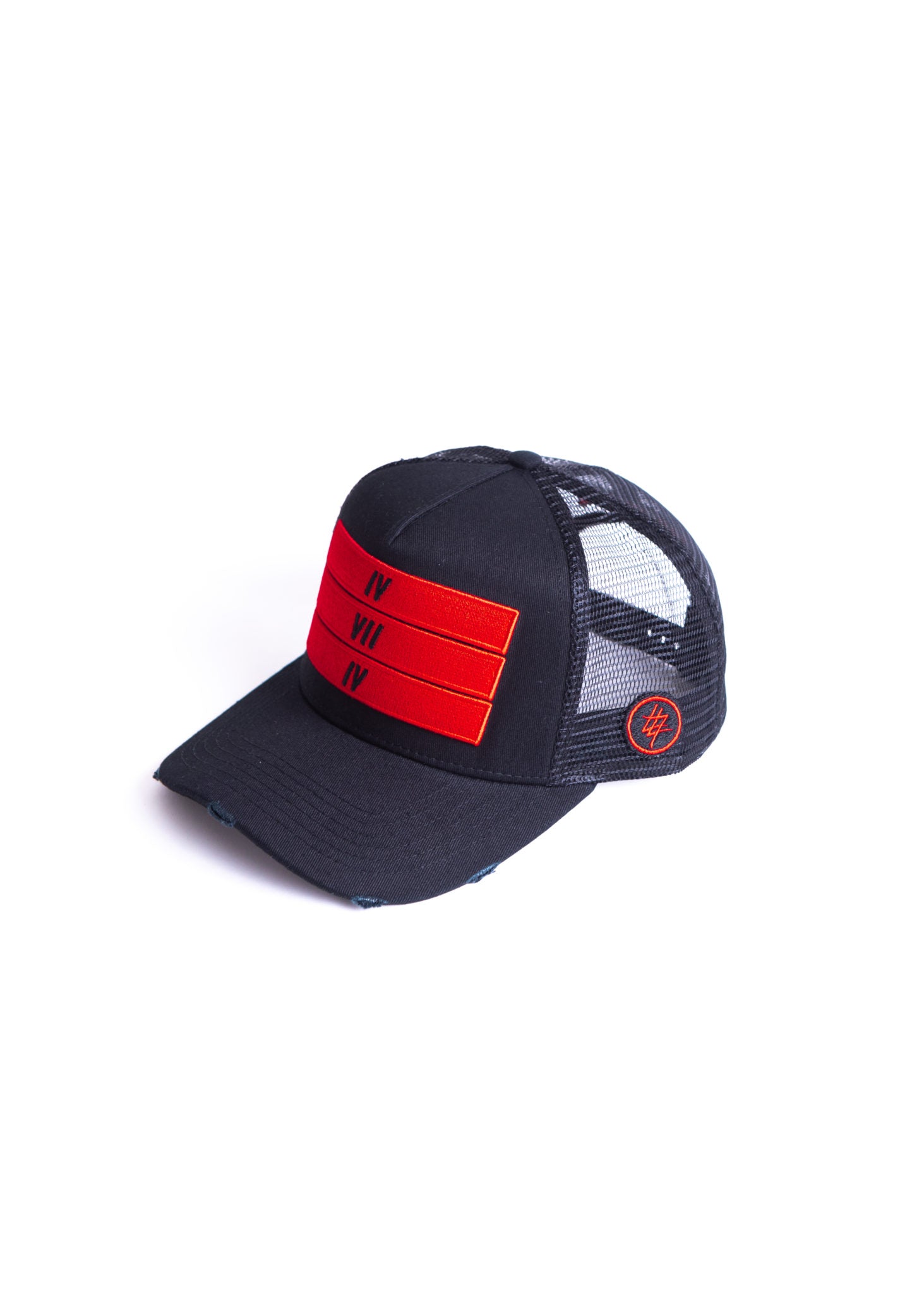 Black 474 Red 3 Bars Trucker Cap