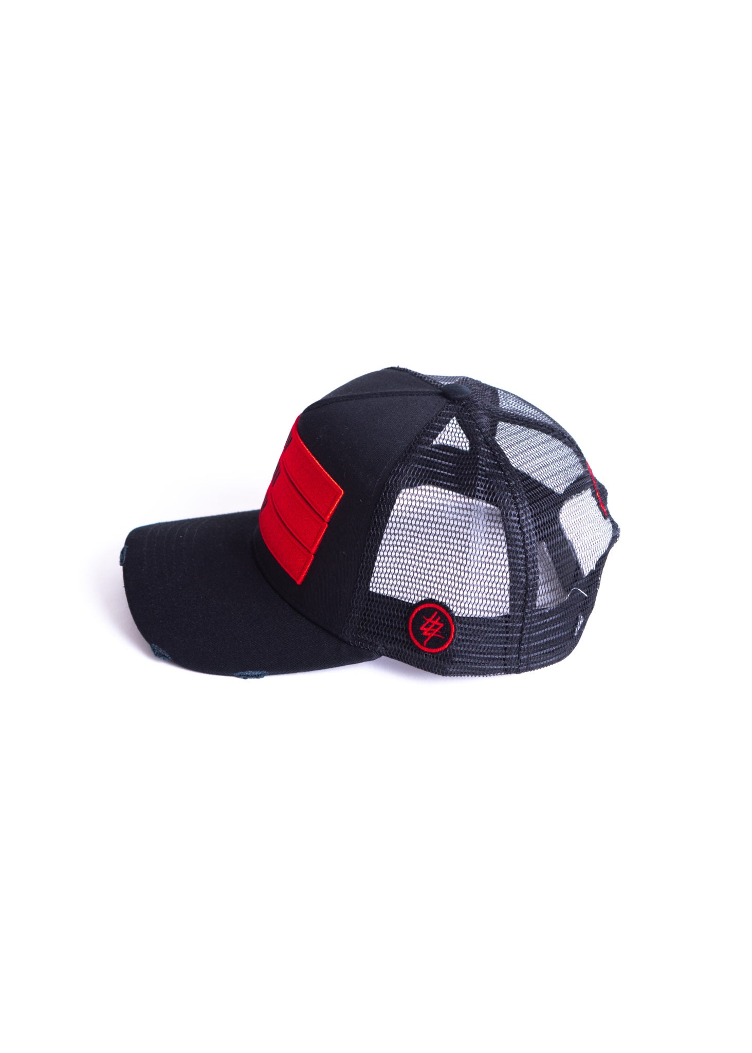 Black 474 Red 3 Bars Trucker Cap