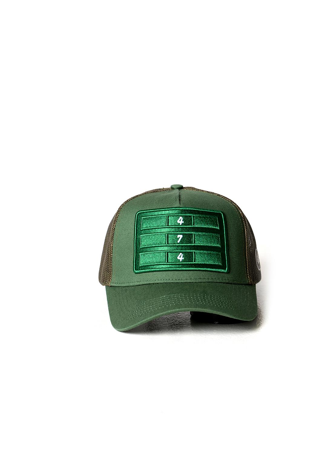 Green Distressed Mesh Trucker