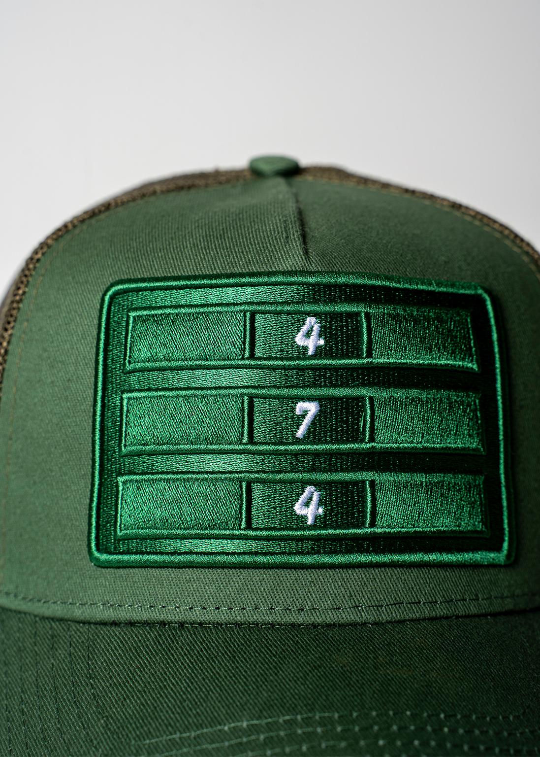Green Distressed Mesh Trucker