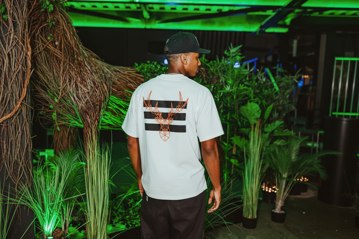 474 Stag Oversized Printed and Embroidered T-shirt - White