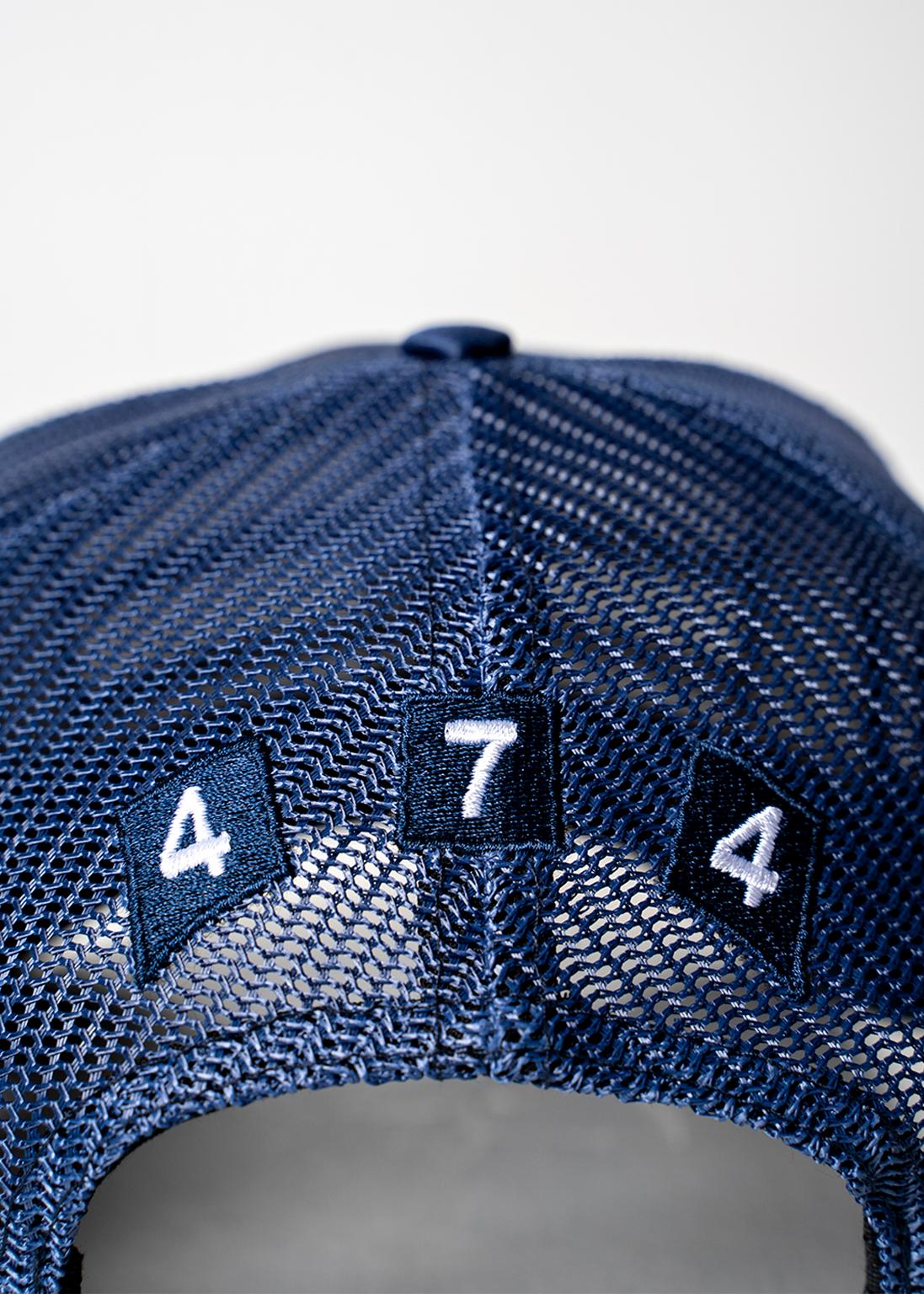 Navy Blue Camo 474 3 Bars Trucker