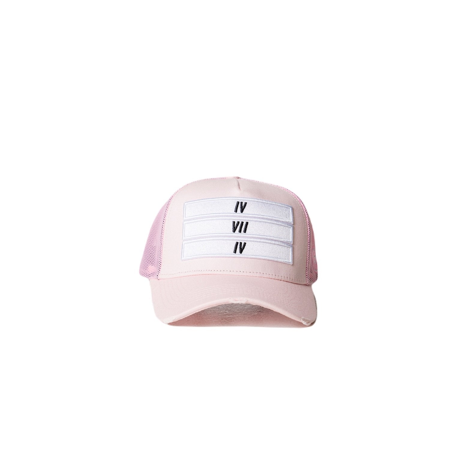 474 Pink Distressed Mesh Trucker Caps