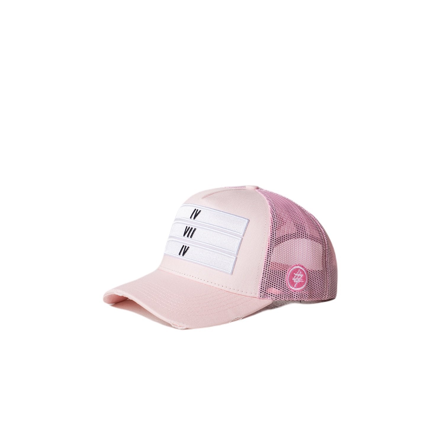 474 Pink Distressed Mesh Trucker Caps