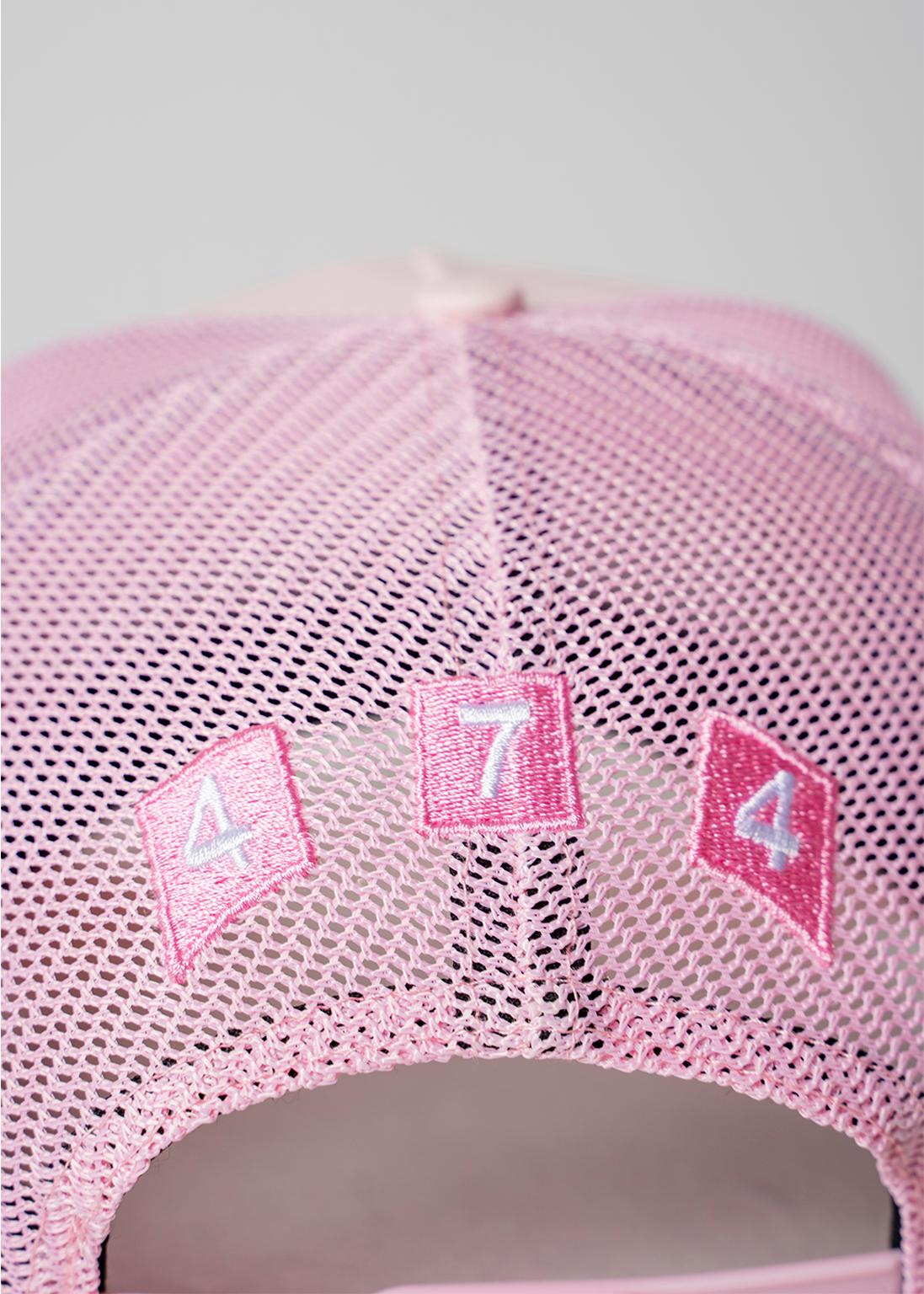 Pink 474 3 Bars Trucker Distressed