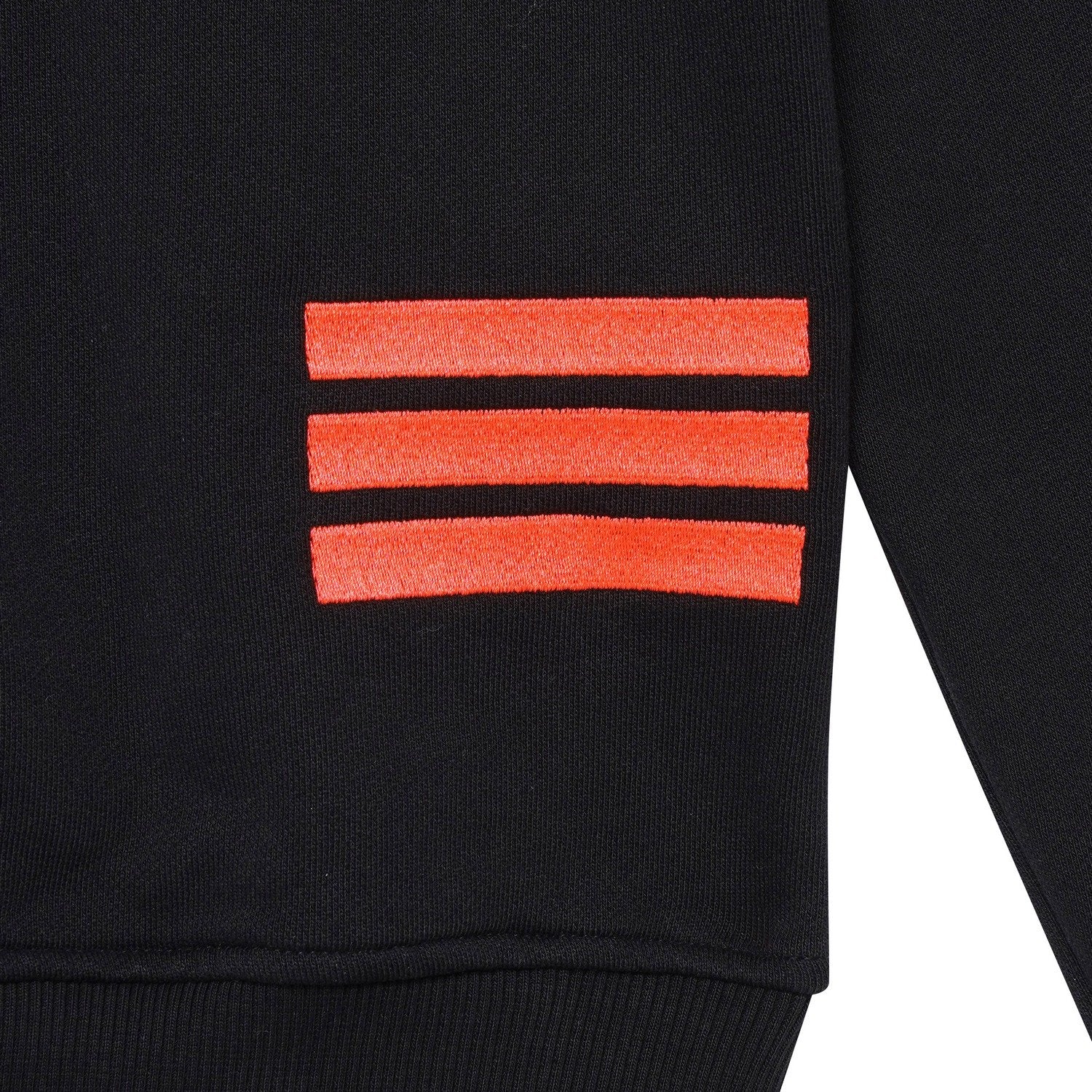 Organic Cotton Black And Red 3 Bars Hoodie - Black