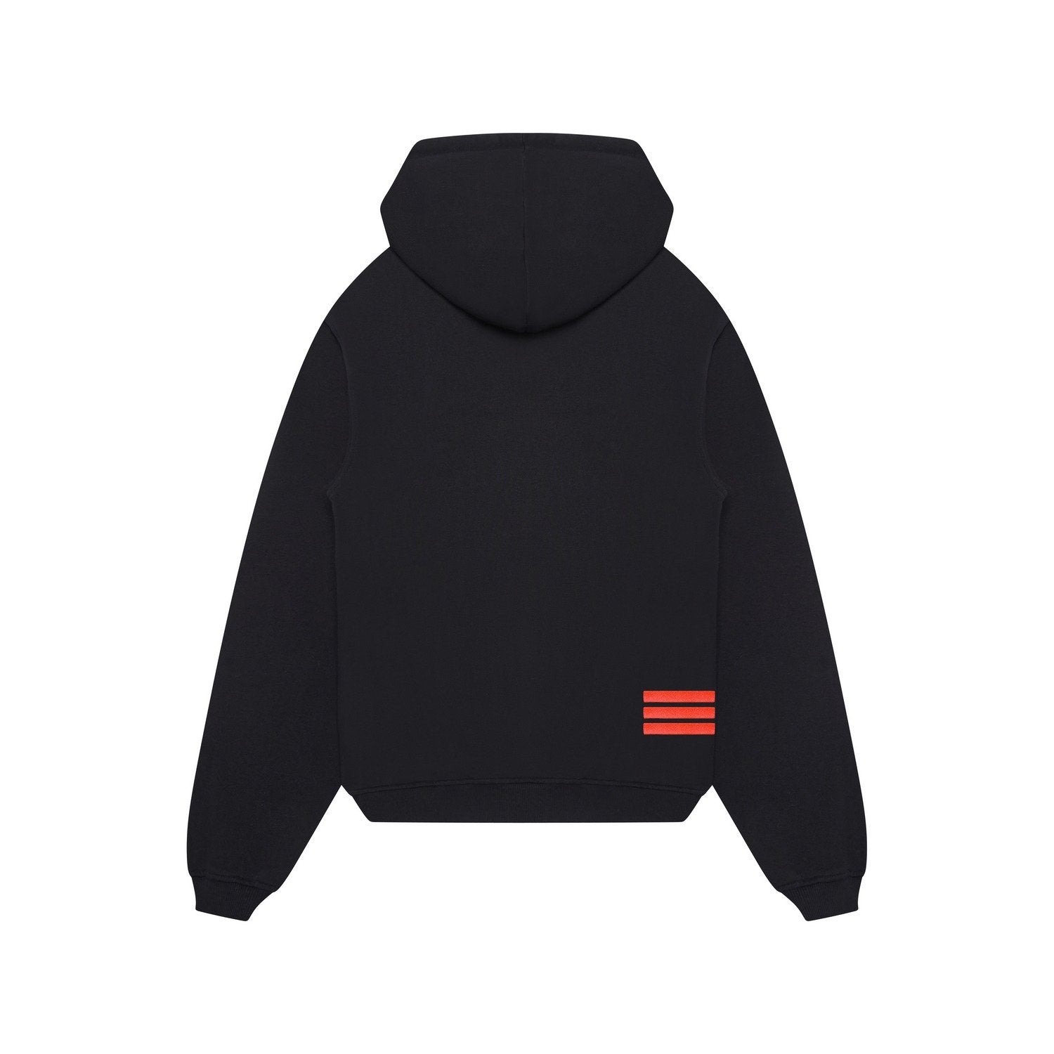Organic Cotton Black And Red 3 Bars Hoodie - Black