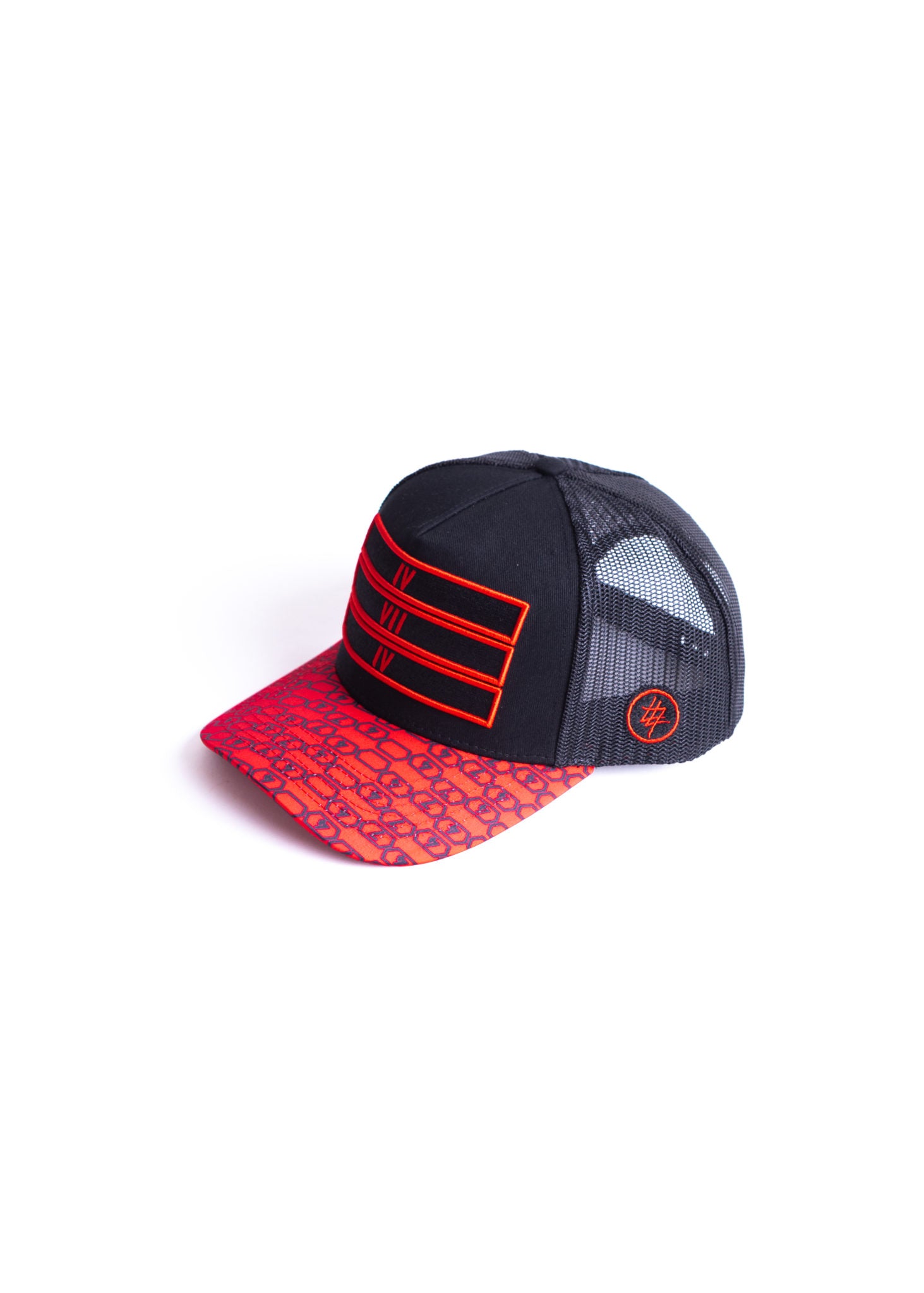 Red and Black 474 pattern Trucker Cap
