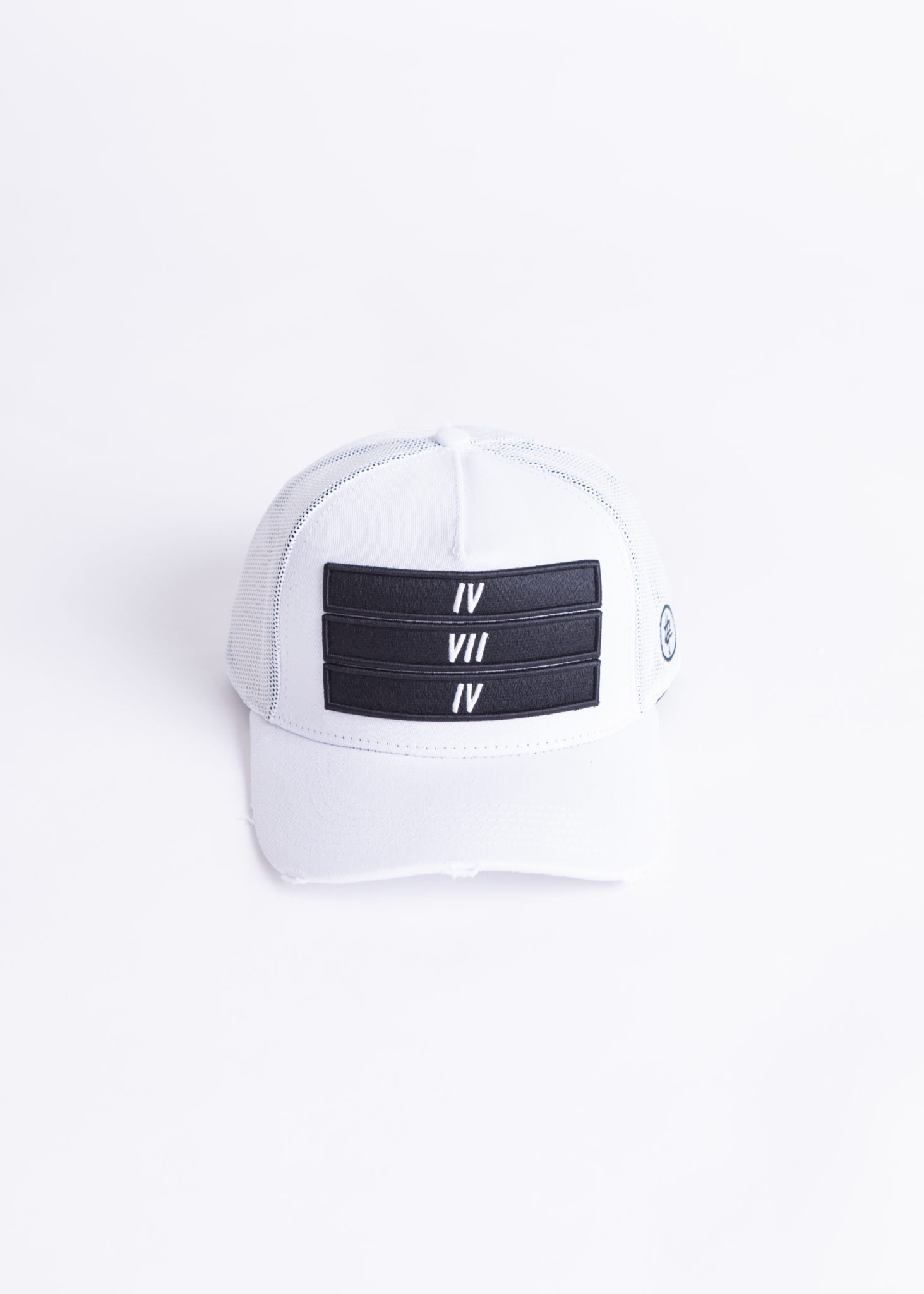 White 474 Black 3 Bars Trucker Cap