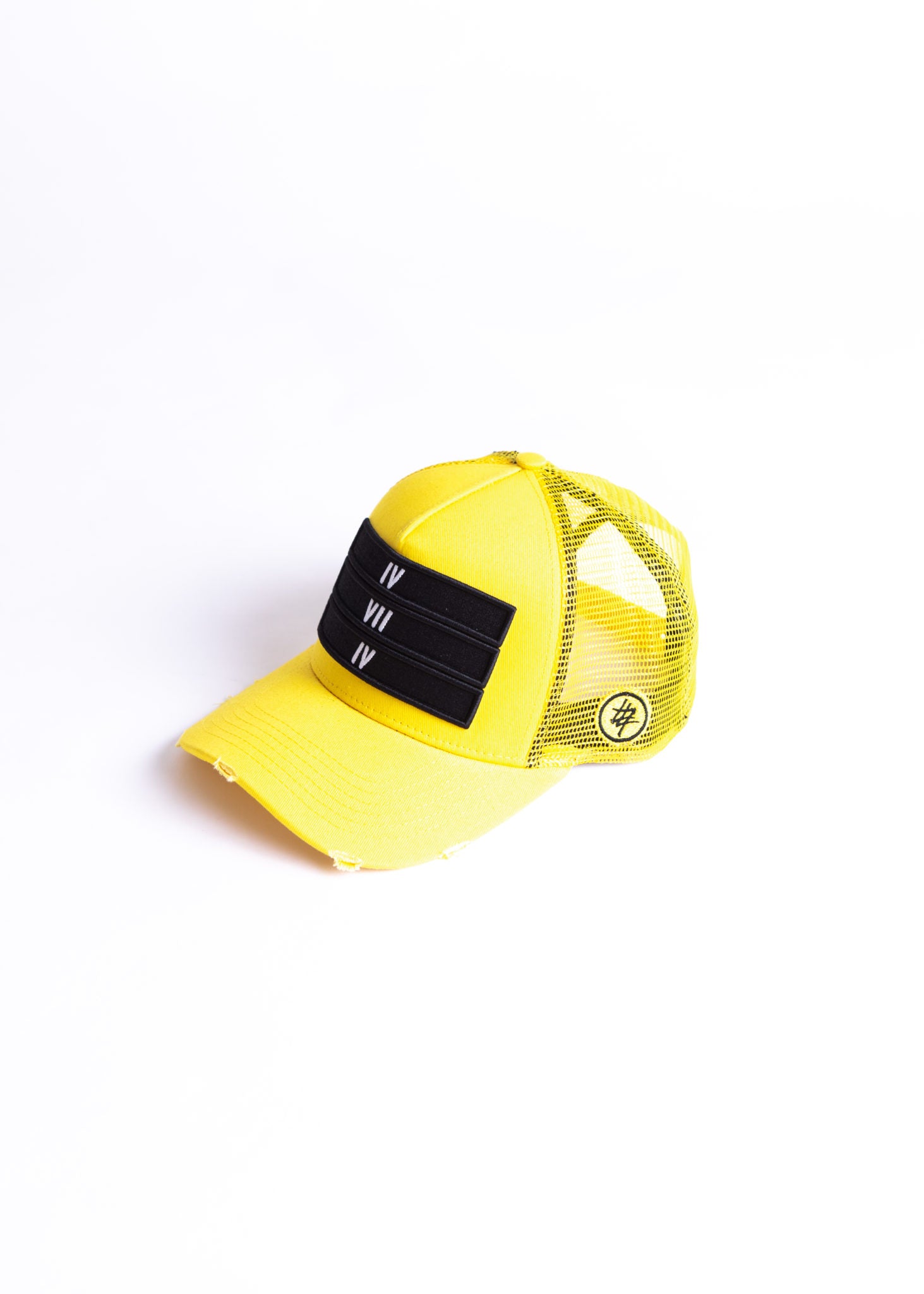 Limited Edition 474 Black 3 Bars Trucker Cap - Yellow