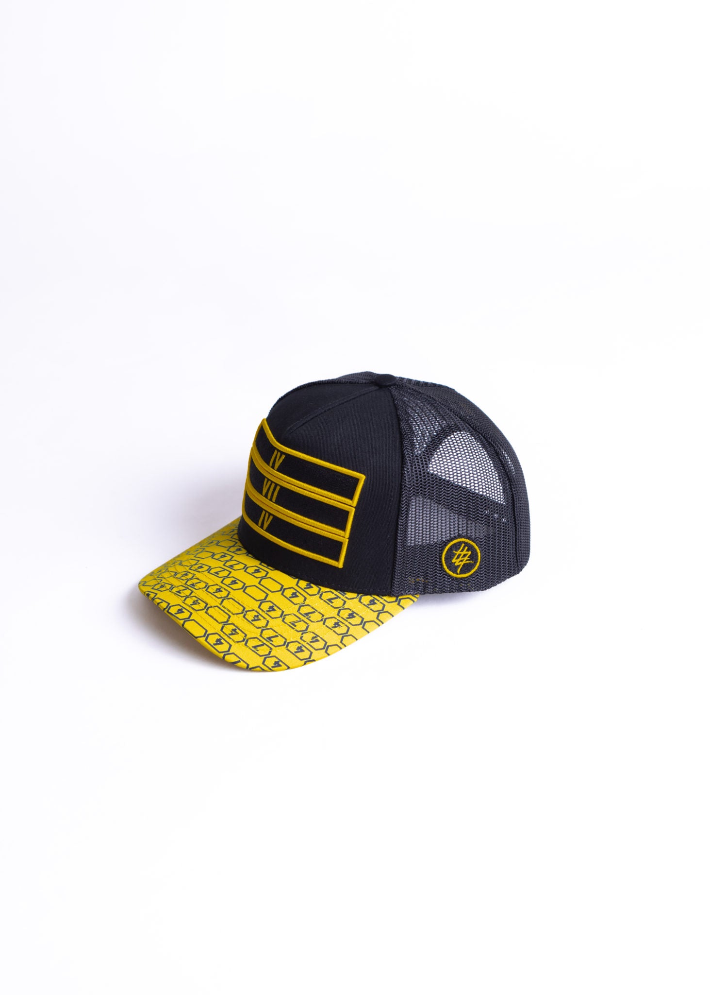 Yellow and Black 474 pattern Trucker Cap
